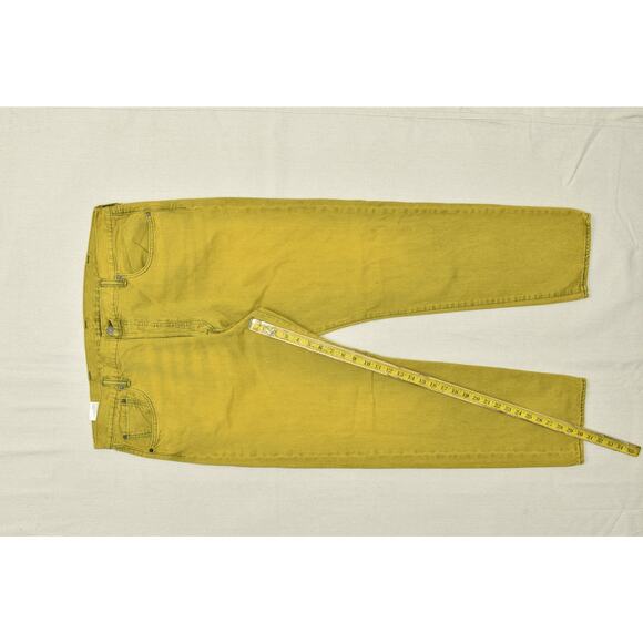 Levi's 501 CT Men Jeans Yellow Green Regular Size 42x32 Cotton Denim Button Fly - Picture 2 of 8
